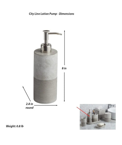 Roselli Trading Company City Line Bath Lotion Pump, GRIS
