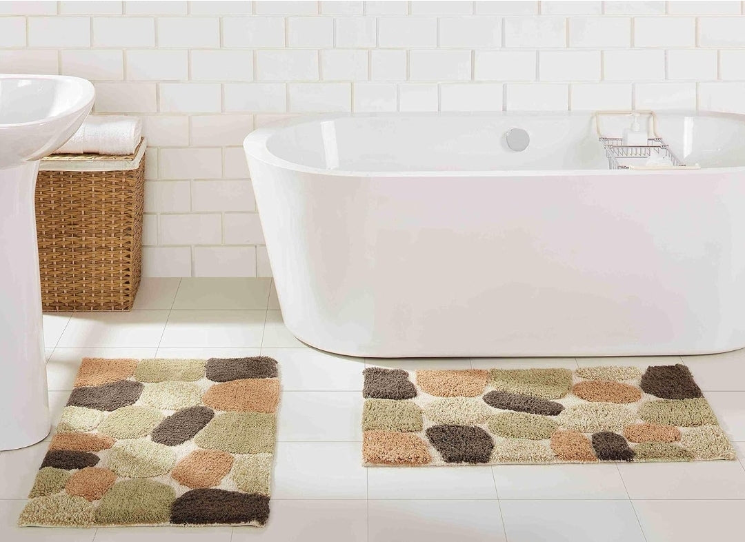 Chesapeake Rug, 20"x32" & 20"x32", Khaki, Set de 2 Alfombras de Baño
