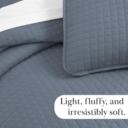 Southshore- Fine Linens, Inc. Oversized Quilt Set Soft Microfiber, 3 Piezas, Gris Oscuro, Queen