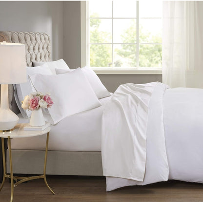 Beautyrest BR 600 TC Cooling Cotton Blend Solid Sheet 16 Inch Deep Pocket Hypoallergenic, All Season, Soft Bedding-Set, Matching Pillow Case, Blanco, 4 Piezas, King