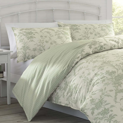 Laura Ashley Home Natalie Sage Cotton Duvet Cover Set 3 Piezas, Verde, King