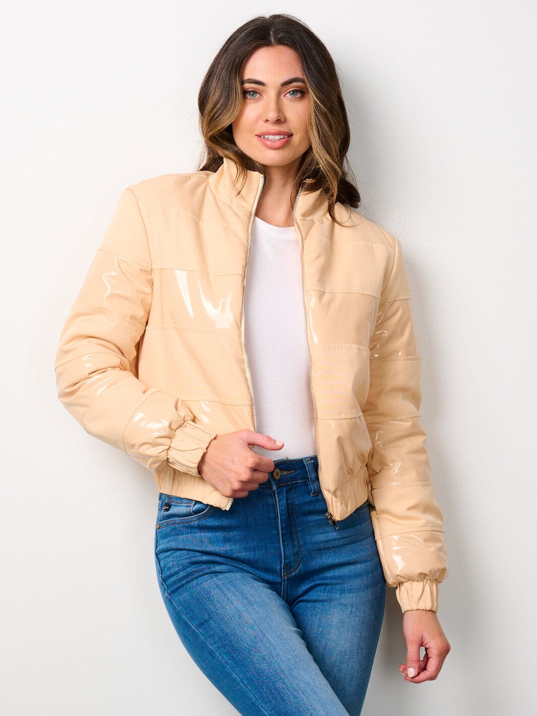 Chaqueta Puffer con Zipper y Bolsillos