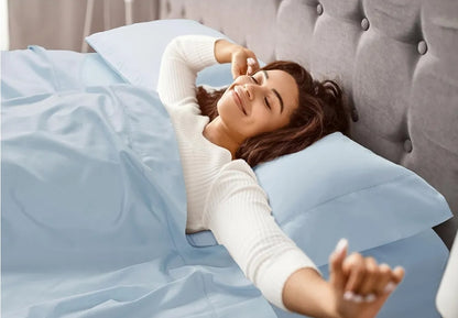 Madison Park Cotton Sheet Set, Soft & Breathable 500TC Egyptian Cotton Sheets, All Seaons Elastic Deep Pockect Sheet Set, Lightweighted 100% Egyptian Bed Sheets, King, 4 Piezas, Azul