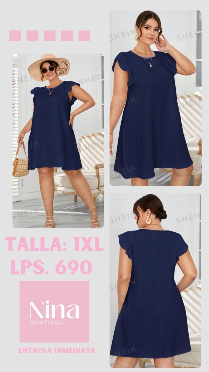 Vestido azul corto y holgado