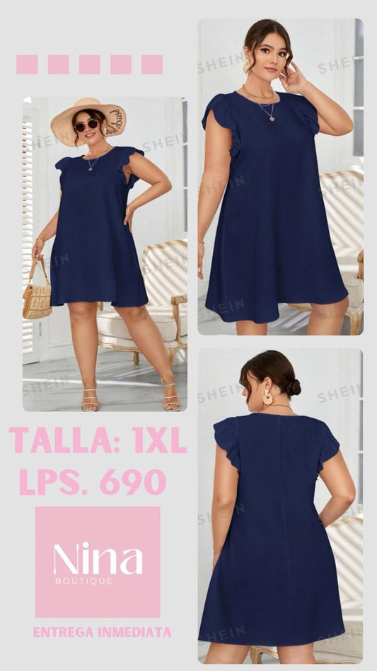 Vestido azul corto y holgado