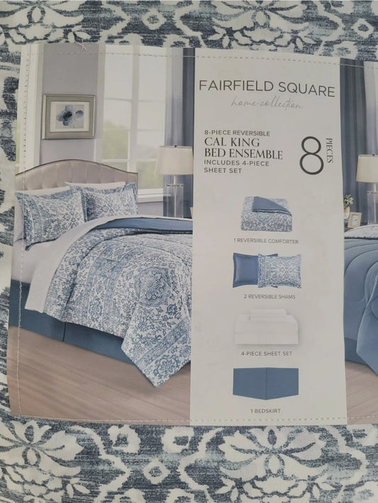 Fairfield Square, Comforter Set Blue, 8 piezas, Cal King, Azul