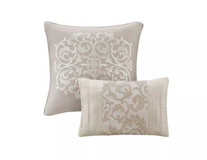 510 Design Casey Embroidered Comforter Set - 8piezas, Queen, Beige
