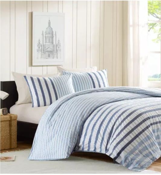 Ink Ivy Comforter Set, Queen, 3 Piezas, Azul