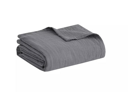 100% Cotton Gauze Bed Blanket - Clean Spaces, 1 cobija, Gris, Queen