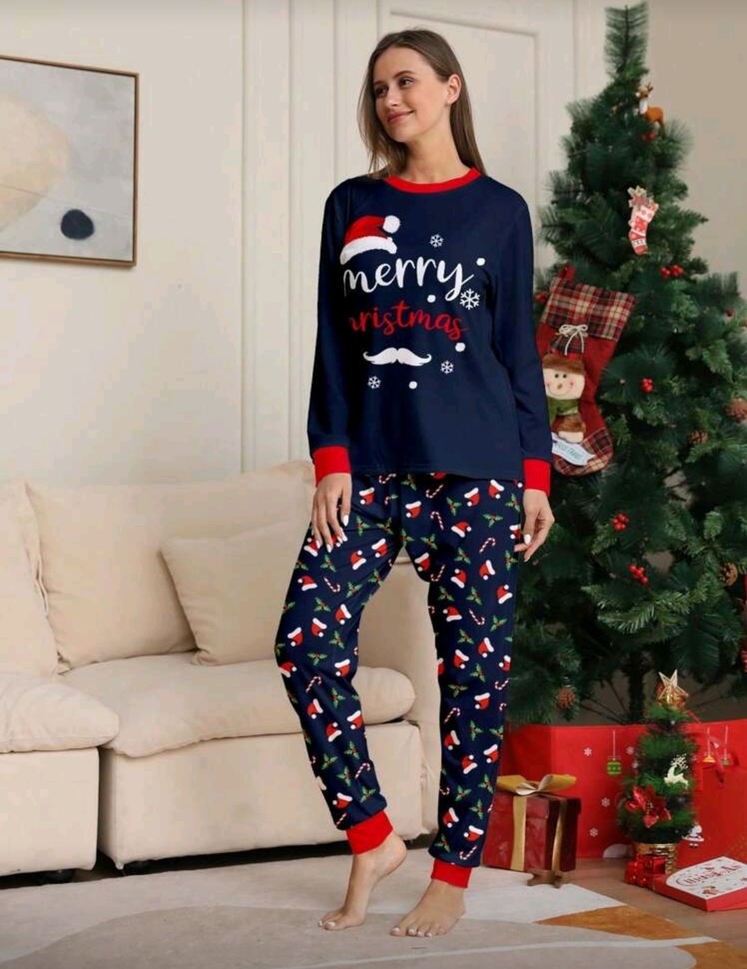 Set de Pijama azul con diseño "Merry Christmas"
