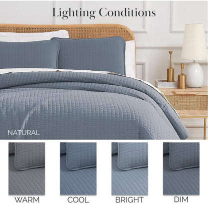 Southshore Fine Living, Inc. Oversized Quilt Set Soft Microfiber, 2 Piezas, Gris Oscuro, Twin