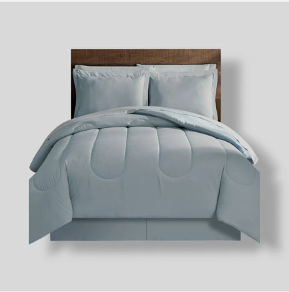 Lanwood Home Austin Stripe/Solid Reversible Comforter Set 9 Piezas, Azul, Queen