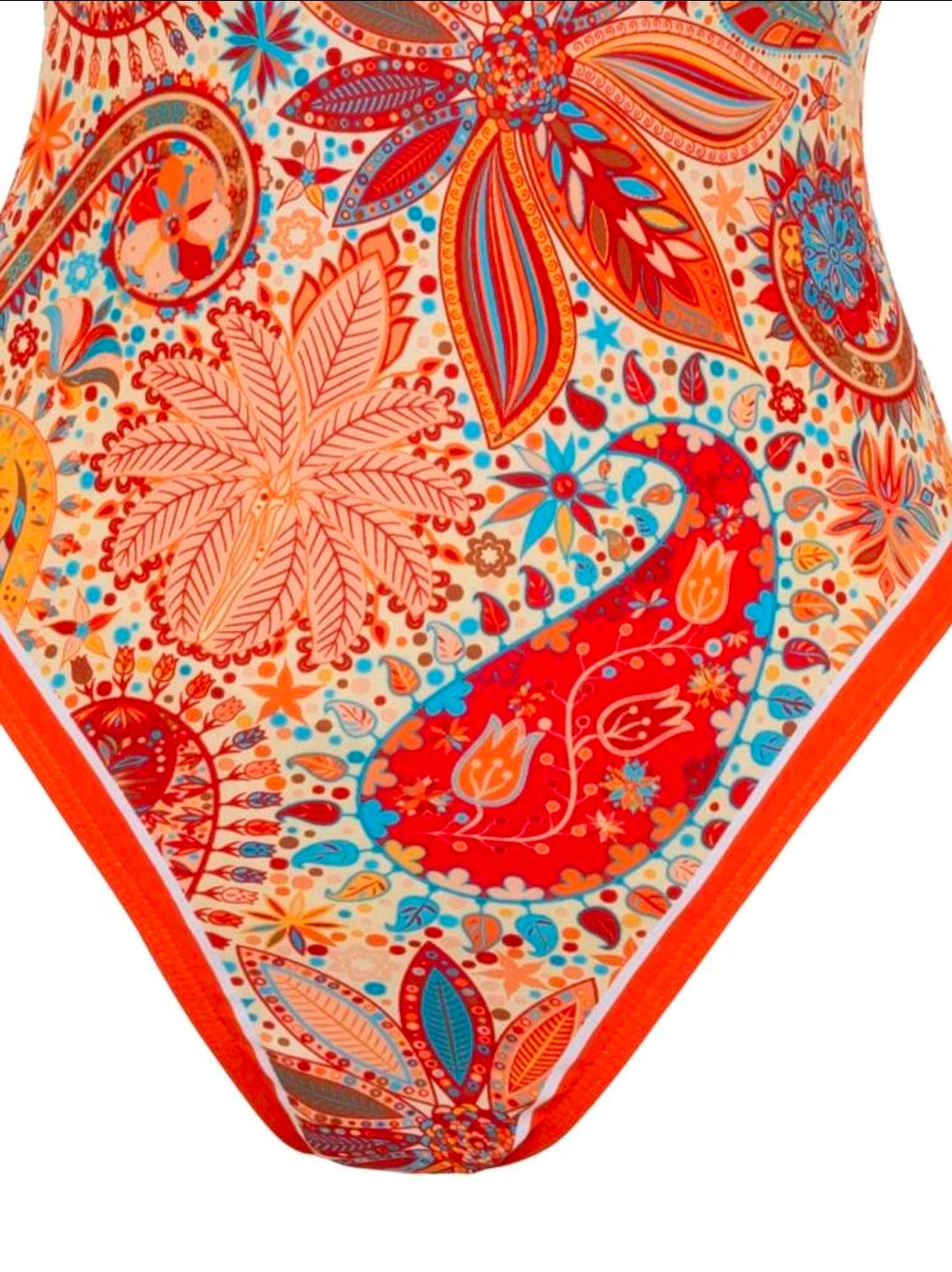 Traje de baño anaranjado de 1 pieza con estampado floral y salida de baño larga