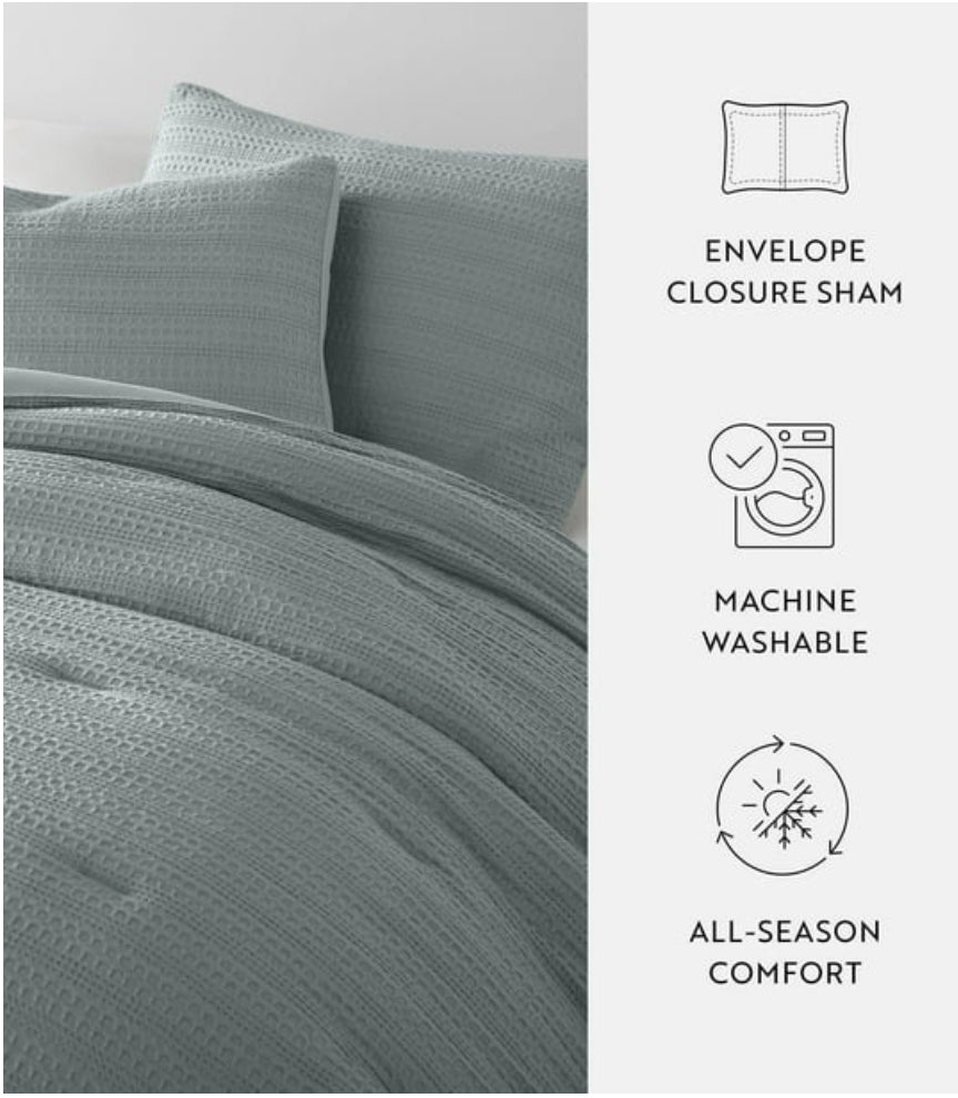 Ienjoy Textured Comforter Set - 2 Piezas, Azul, Twin/Twin XL