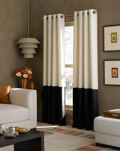 Curtainworks Kendall Color Block Grommet Curtain Panel, 95 pulgadas, Cream/Black, 1 cortina