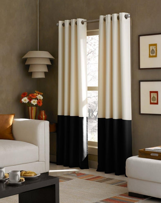 Curtainworks Kendall Color Block Grommet Curtain Panel, 95 pulgadas, Cream/Black, 1 cortina
