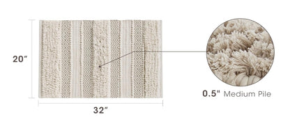 INK+IVY Asher Bath Rug Hand-Woven Striped Bathroom Bath-Mats 20"x32" Natural, 1 Alfombra de Baño Tejida a Mano