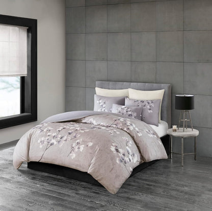 Natori Sakura Cotton Comforter Reversible Solid Cherry-Blossom, Queen, Lila