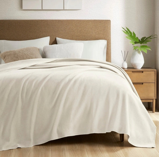 Croscill Andaz Solid Cotton Blanket, 1 Cobija Blanca Queen