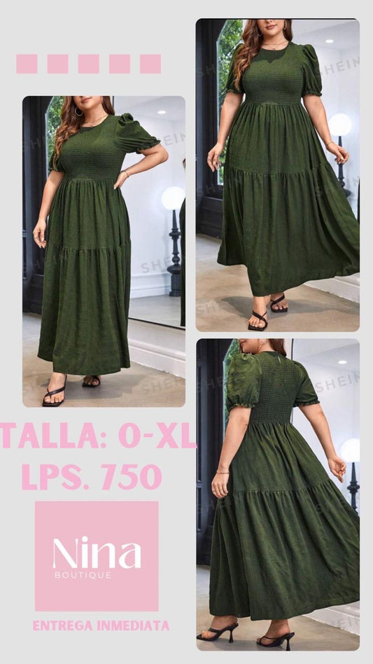 Vestido verde con mangas cortas