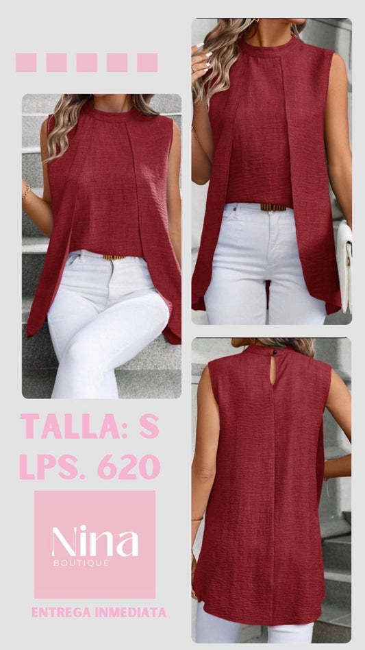 Blusa roja con franjas laterales
