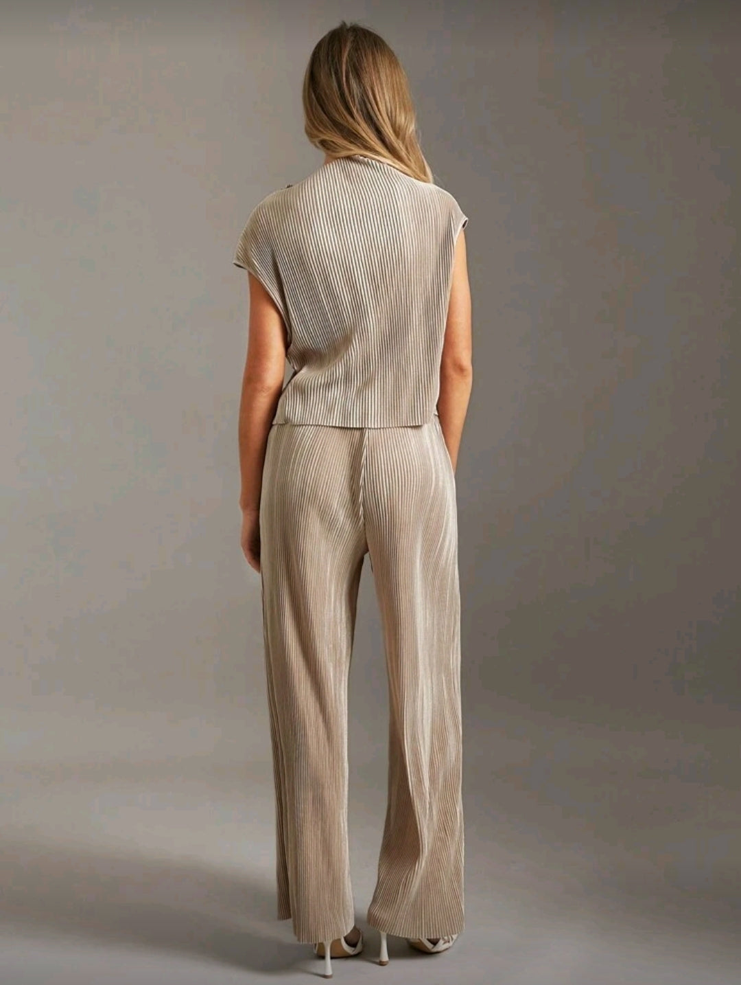 Set Khaki de Blusa y Pantalón Ancho