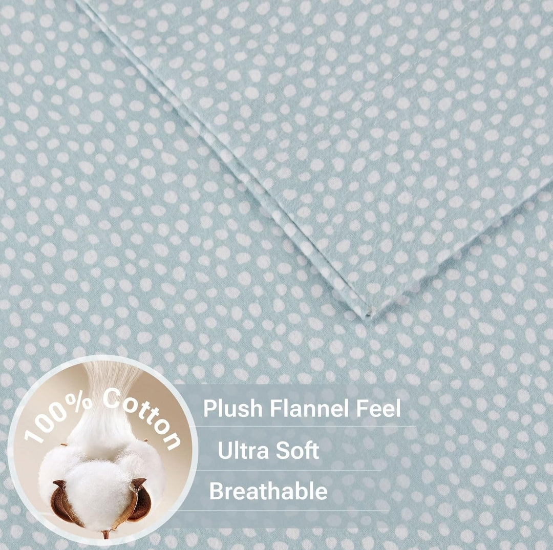 True North by Sleep Philosophy 100% Cotton Sheet Bedding Set King Aqua Dots 4 Piece