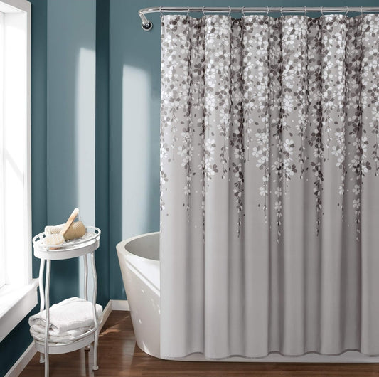 Lush Decor Weeping Flower Shower Curtain, 72" x72", 1 Cortina de Baño Gris