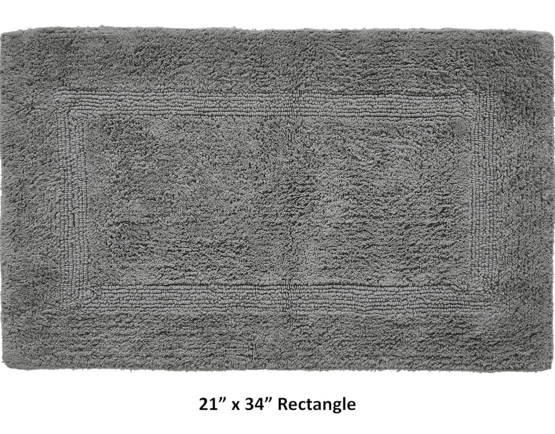 Better Trends Luxury Bath Rug, 100% Cotton 21" x 34" Bath Room Mat Extra Soft Tufted Water Absorbent & Reversible Machine Washable, 1 Alfombra de Baño Gris