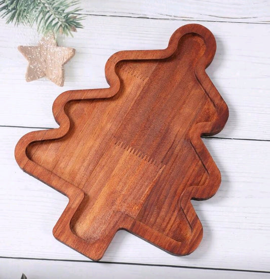 Bandeja de Madera de Árbol Navideño
