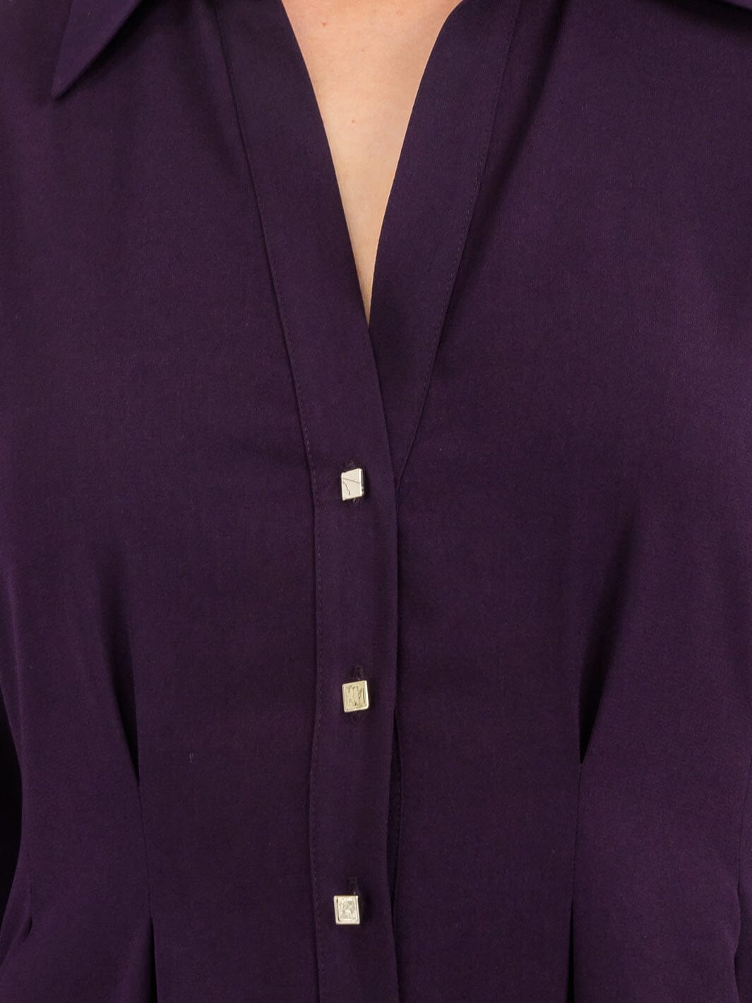 Vestido Manga Larga y de Botones púrpura