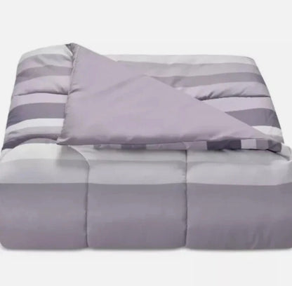 Fairfield Square Home Collection- Austin Stripe Solid Reversible Comforter Set, 8 Piezas, Lavanda, King