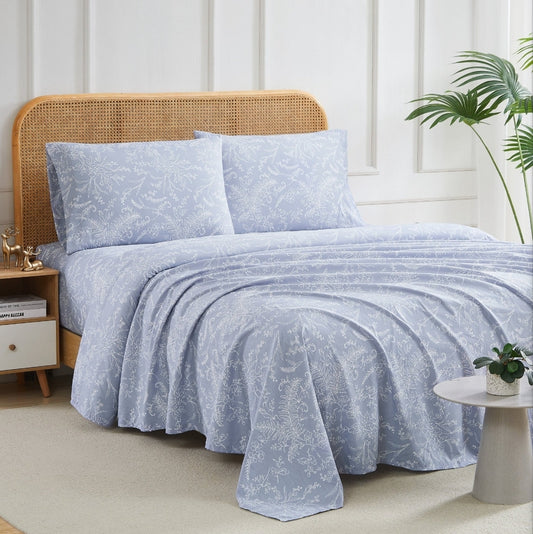 Southshore, oversized quilt set, Winter Brush Sheet Set, 3 piezas,King, Azul