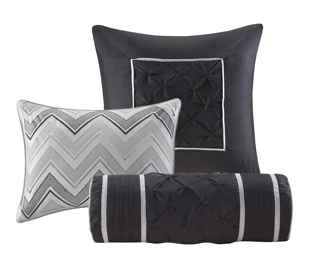 Madison Park Laurel Cozy Comforter Set - 7 Piece, King, Gris