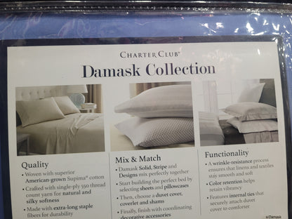Charter Club Damask Solid 3 Piece King Duvet Set Marina Blue, Azul, 3 Piezas, King
