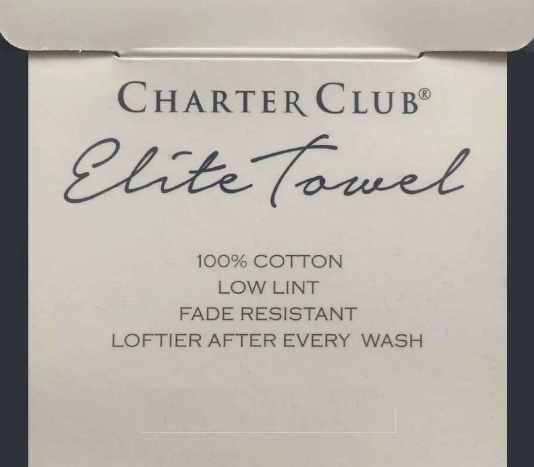 2 Toallas de Mano SMOKE GRAY Charter Club Elite 100% Hygro Cotton 33x64 inch BATH SHEETS