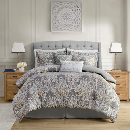Harbor House Cozy Cotton Comforter Set - Classic Modern Design, All Season Down Alternative Casual, 6 Piezas, Verde, King