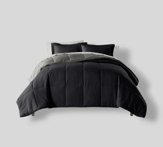Ienjoy Home Black Fog Microfiber Down Alternative Comforter Set 2 Piezas, Negro, Twin