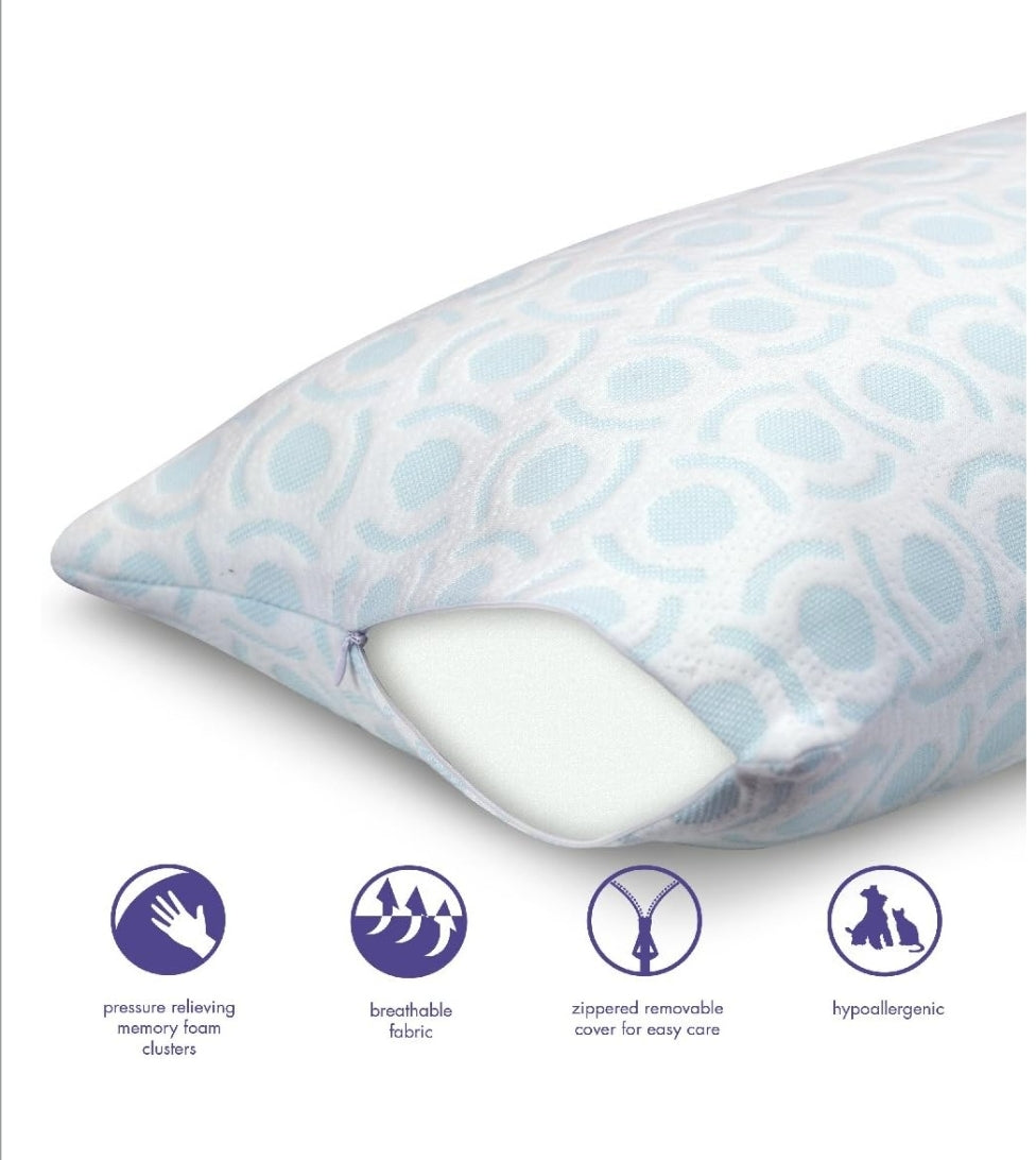 Almohada extra grande para embarazadas LOFTWORKS, Big and Soft Extra Long Memory Foam Body Maternity Pregnancy Pillow, 18" W x 60" L, Azul Claro