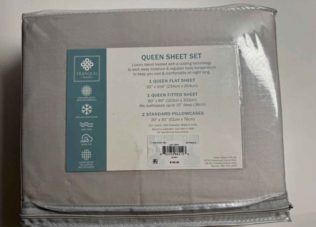 Tranquil Home Willow 1200 Thread Count Queen Sheet Set, Blanco, 4 Piezas, Queen Color Blanco