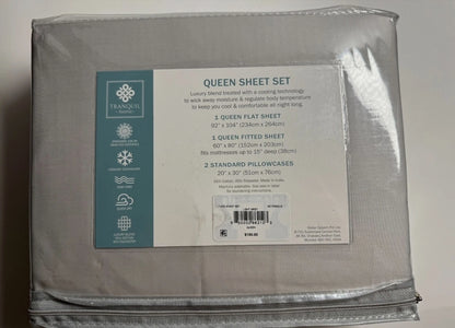 Tranquil Home Willow 1200 Thread Count Queen Sheet Set, Blanco, 4 Piezas, Queen Color Blanco