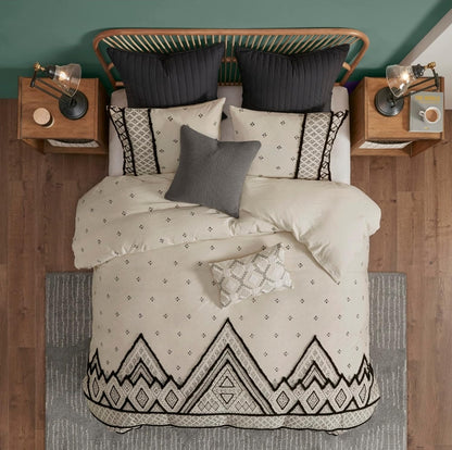 INK+IVY Marta Linen/Cotton Comforter Set King/Cal King Natural 3 Piezas, Beige/Black